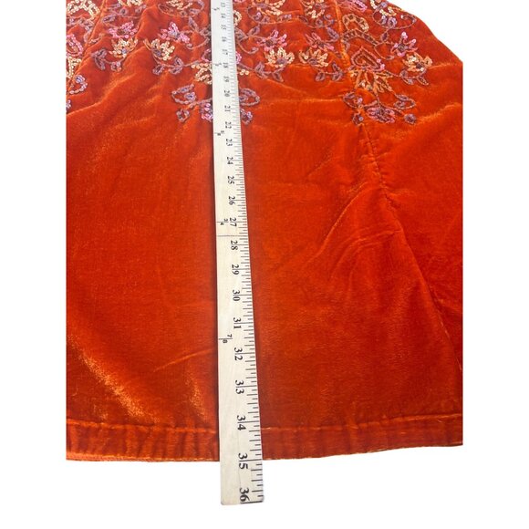Free People Jill's Sequin Swing Velvet Halter Mini Dress Orange Sleeveless Large - Picture 6 of 16